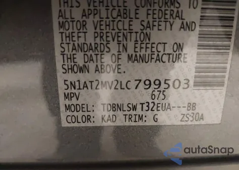 2020 Nissan Rogue Sl Intelligent Awd из США, поврежденный, VIN 5N1AT2MV2LC799503